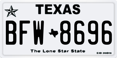TX license plate BFW8696
