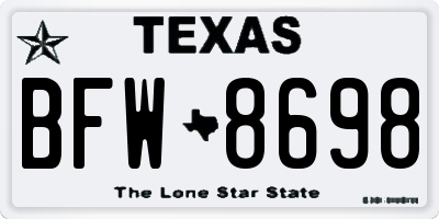 TX license plate BFW8698