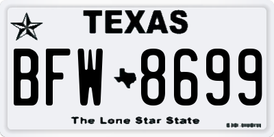 TX license plate BFW8699