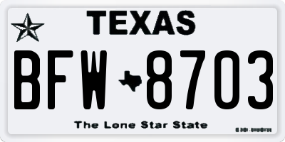 TX license plate BFW8703