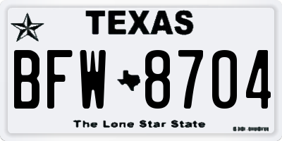 TX license plate BFW8704