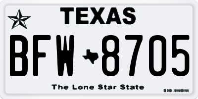TX license plate BFW8705