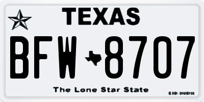 TX license plate BFW8707
