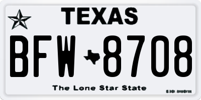 TX license plate BFW8708
