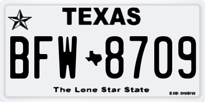 TX license plate BFW8709