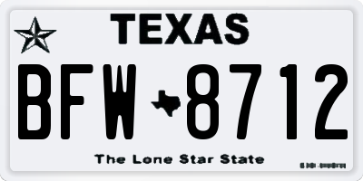 TX license plate BFW8712