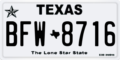 TX license plate BFW8716