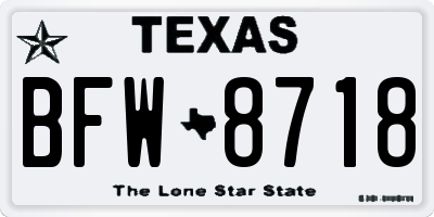 TX license plate BFW8718