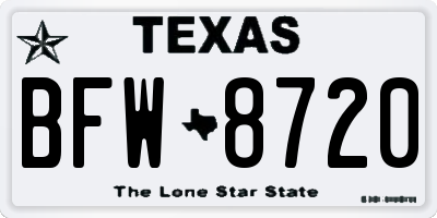 TX license plate BFW8720