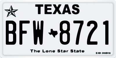TX license plate BFW8721