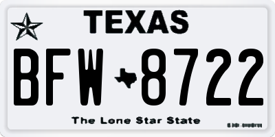 TX license plate BFW8722