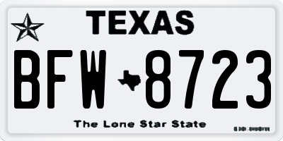 TX license plate BFW8723