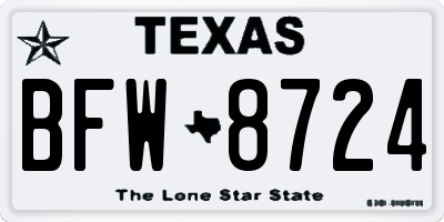 TX license plate BFW8724