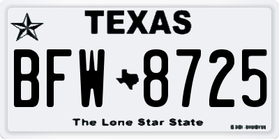 TX license plate BFW8725