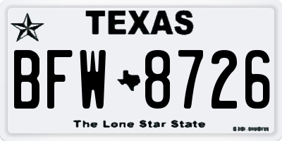 TX license plate BFW8726