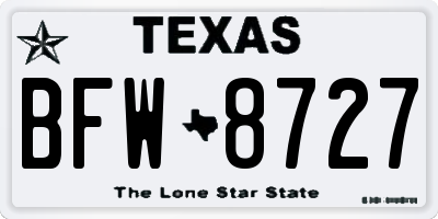 TX license plate BFW8727