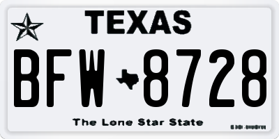 TX license plate BFW8728