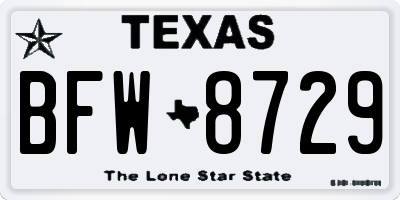 TX license plate BFW8729