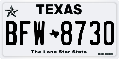 TX license plate BFW8730