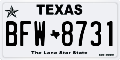 TX license plate BFW8731