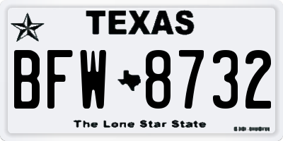 TX license plate BFW8732