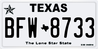 TX license plate BFW8733