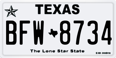 TX license plate BFW8734
