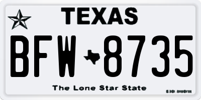 TX license plate BFW8735