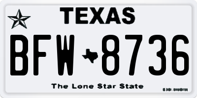 TX license plate BFW8736
