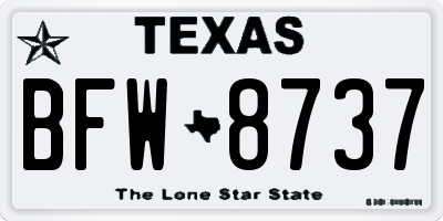 TX license plate BFW8737