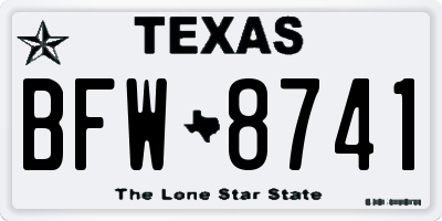 TX license plate BFW8741