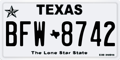 TX license plate BFW8742