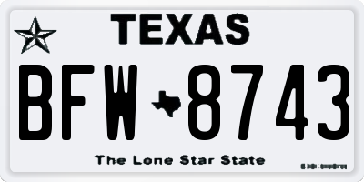 TX license plate BFW8743