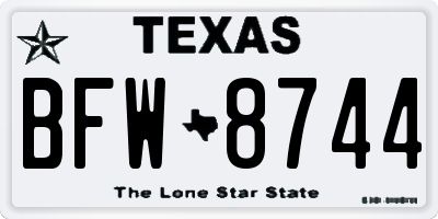 TX license plate BFW8744