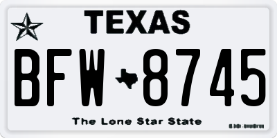 TX license plate BFW8745