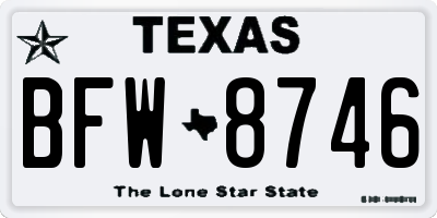 TX license plate BFW8746