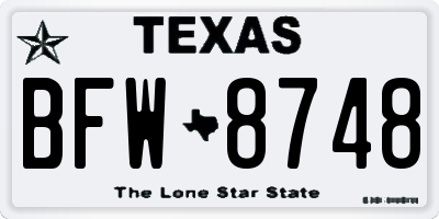 TX license plate BFW8748