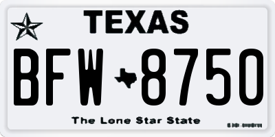 TX license plate BFW8750