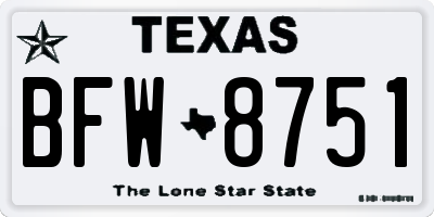 TX license plate BFW8751
