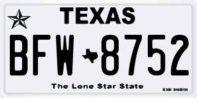 TX license plate BFW8752
