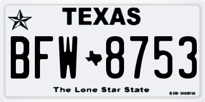 TX license plate BFW8753