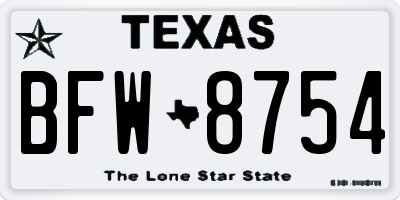 TX license plate BFW8754