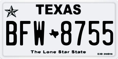 TX license plate BFW8755