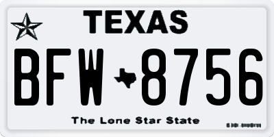 TX license plate BFW8756