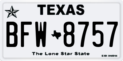 TX license plate BFW8757