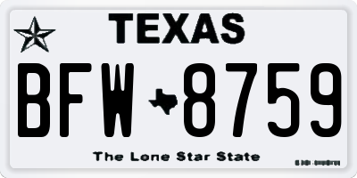 TX license plate BFW8759