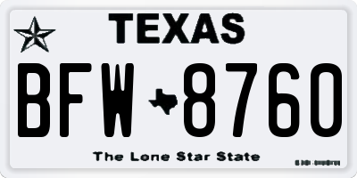TX license plate BFW8760