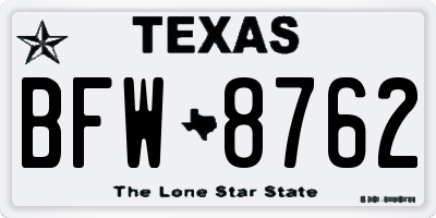 TX license plate BFW8762