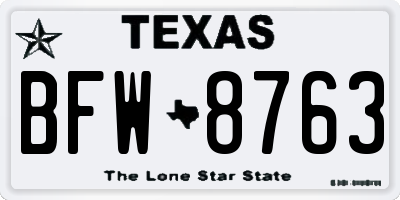 TX license plate BFW8763