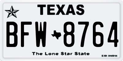TX license plate BFW8764